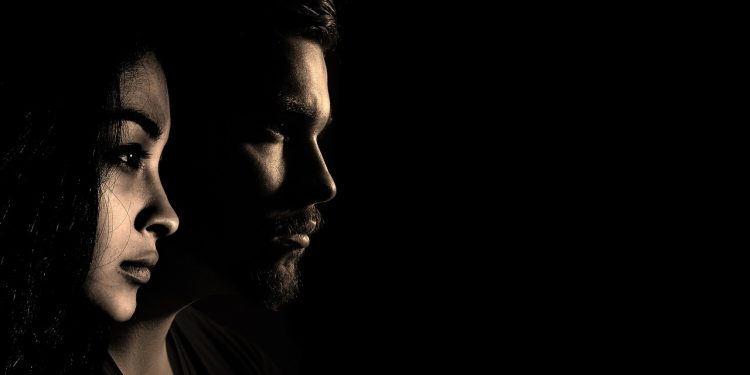 man, woman, composing