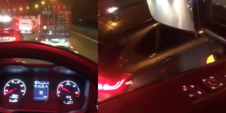 Ondertussen in het verkeer van Antwerpen wat een trucker spot