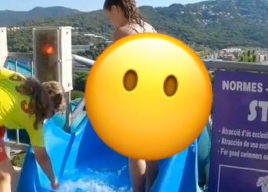 Een filmpje van een dame die van de glijbaan gaat. Gaat wel heel hard rond